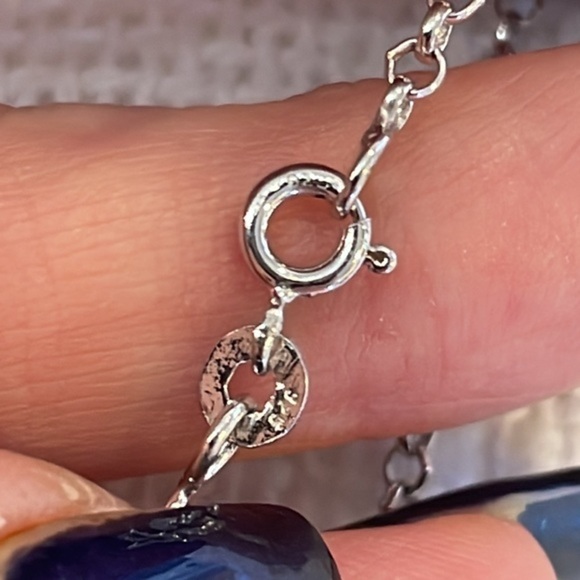 Sterling silver 925 Diamond chip elegant pink cz dangle drop bar pendant - Picture 7 of 13